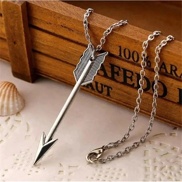 Silver Arrow Legolas Hunger Games Archery Bow Hunting Symbol Pendant Chain Necka - Picture 1 of 6